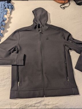 Duluth Trading Co AKHG black Bonded Fleece Textured Full Zip Hoodie XL